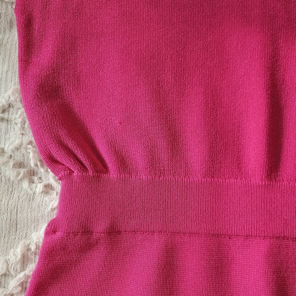 NWT Ann Taylor Petite Ribbed Blouson Sweater Dress Hot Pink Poppy XSP - Picture 9 of 11